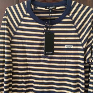 True Religion Stripe Long Sleeve Blues And Ran Henley  men small